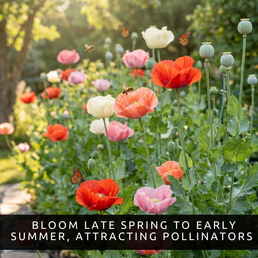 CZ Grain Papaver somniferum plants in garden with tall upright growth for borders.