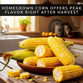CZ Grain Peaches and Cream harvest-ready ear features tender, flavorful kernels.