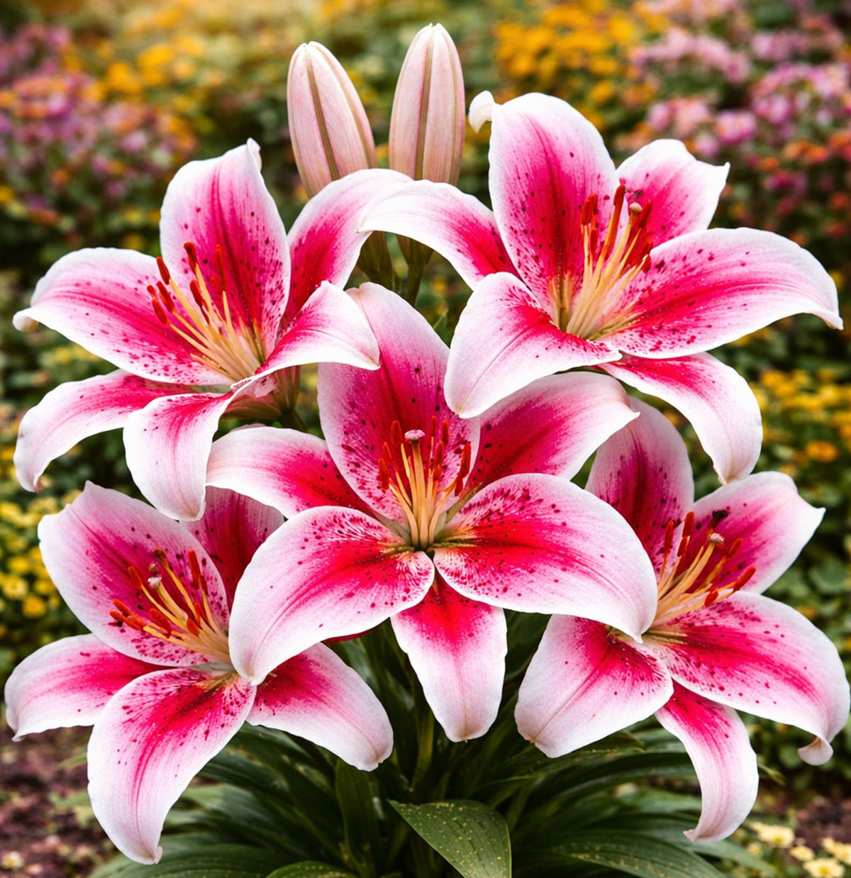 CZ Grain Stargazer lily bulbs for planting in a sunny garden bed, delivering a colorful display.