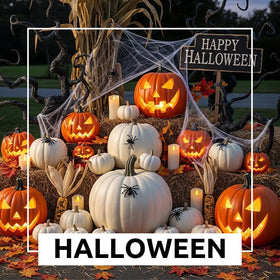 CZ Grain White Ghost jack-o’-lantern display featuring pristine pumpkins
