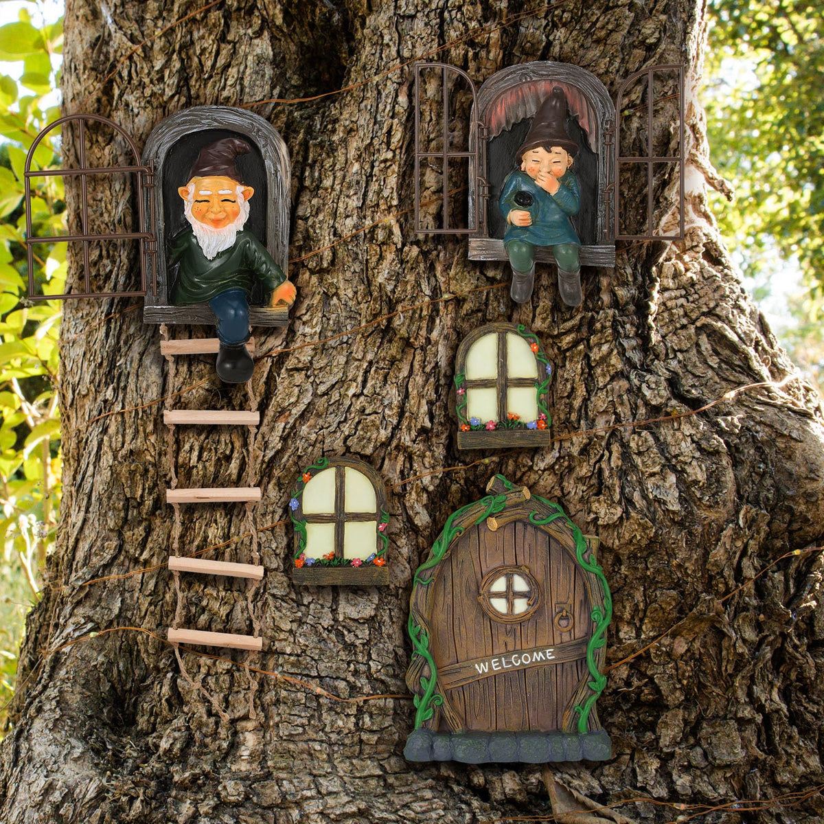 Czlotyh outdoor decor set enhances trees and gardens