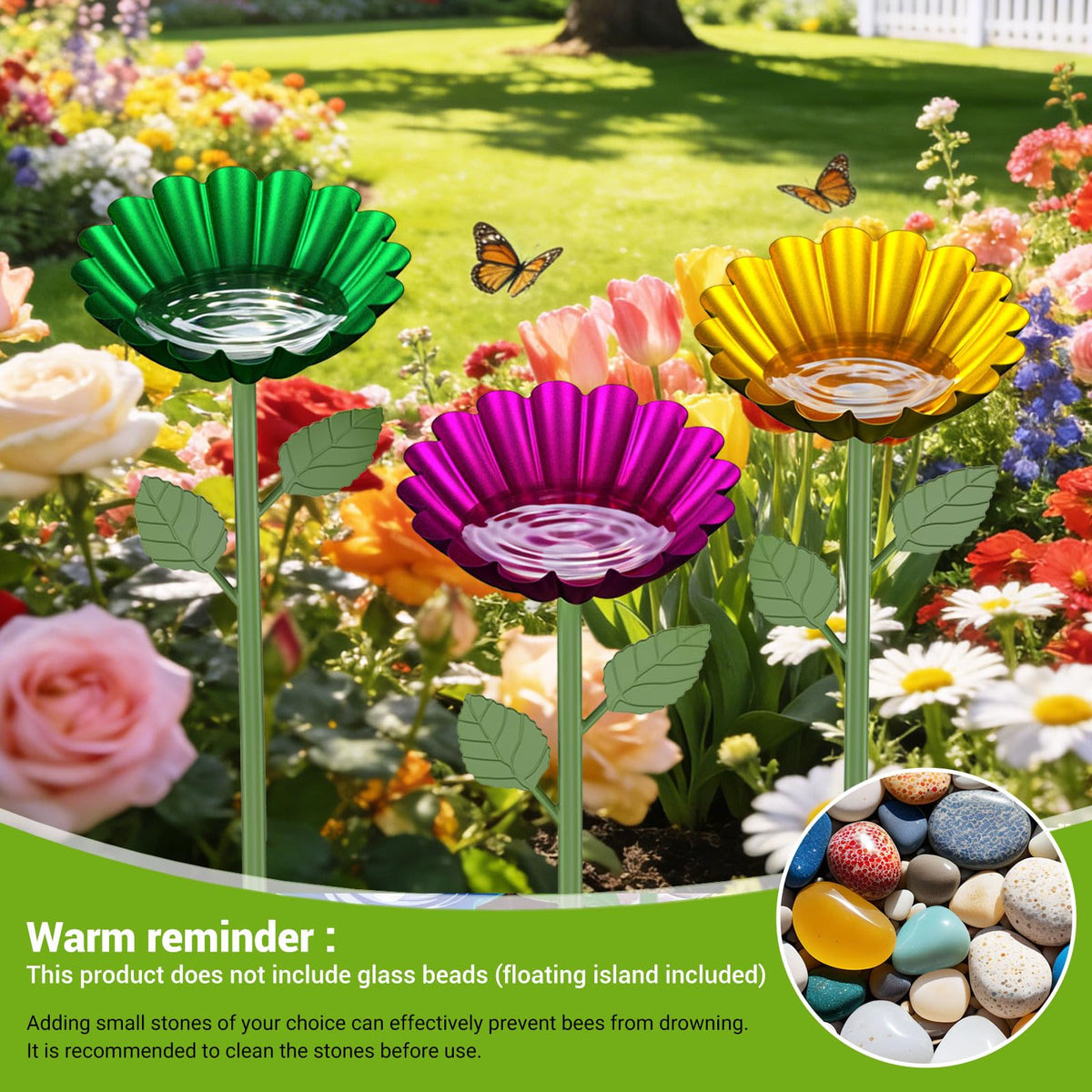 CZMIYRPY Bee Watering Station doubles as decorative garden decor and pollinator aid.