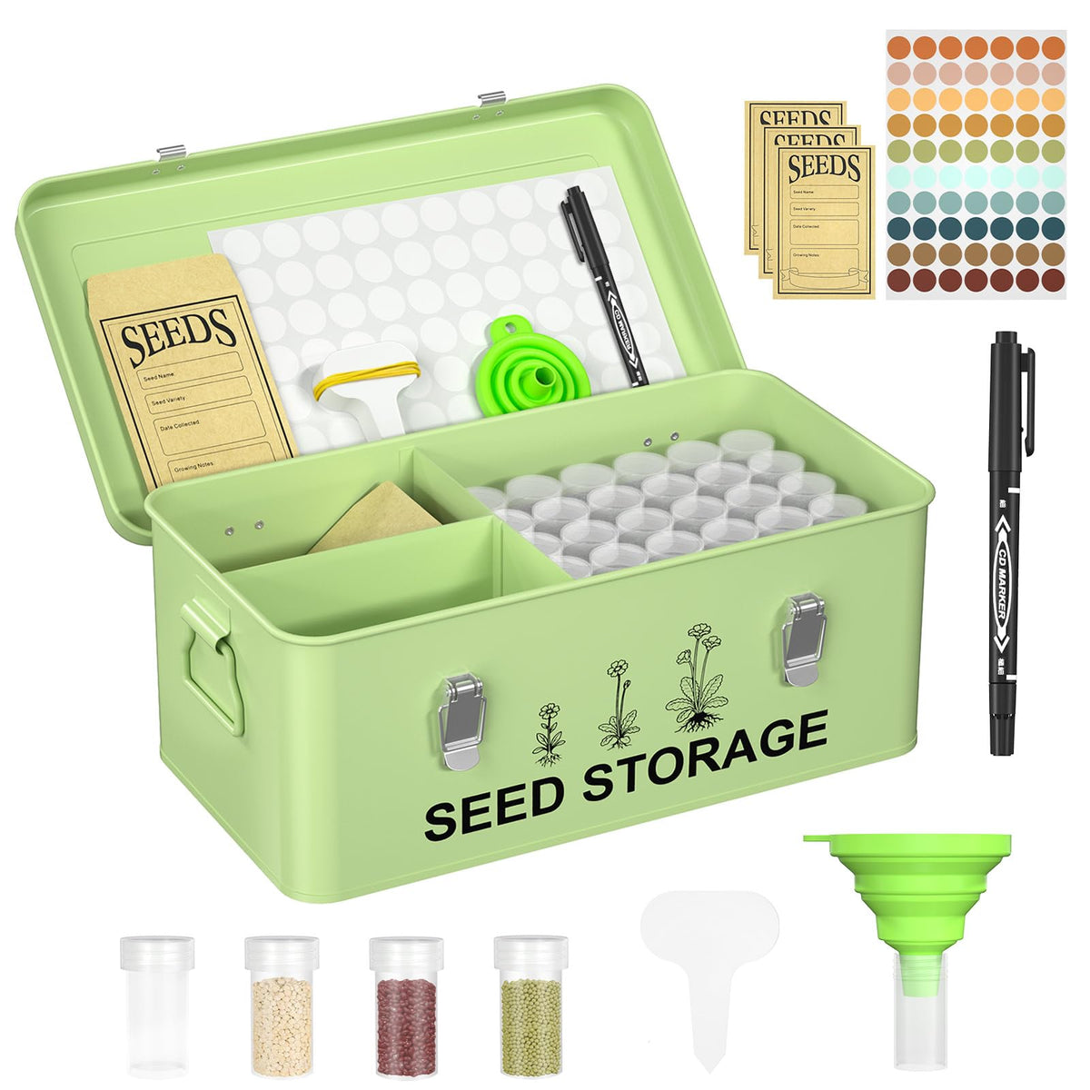 CZMIYRPY seed storage bottles organized for easy seed access
