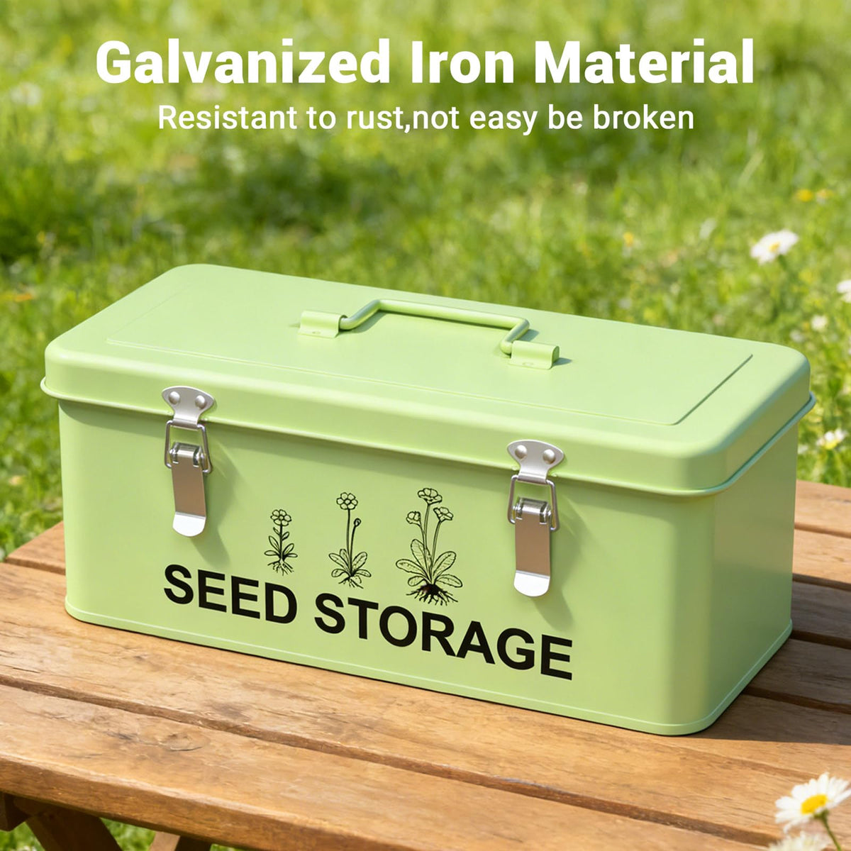 CZMIYRPY rust-resistant metal seed box with lid and locks
