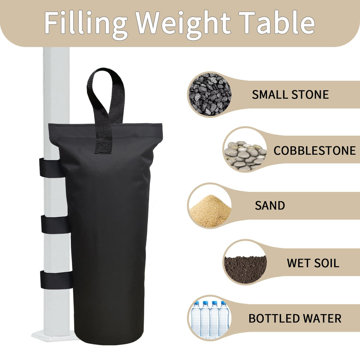 D&ONEHOS weight bag with handle strap enabling easy transport to outdoor spots