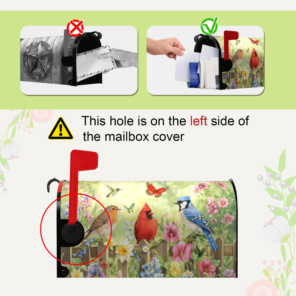 Dacawin birds and flowers pattern adds outdoor whimsy to any mailbox.