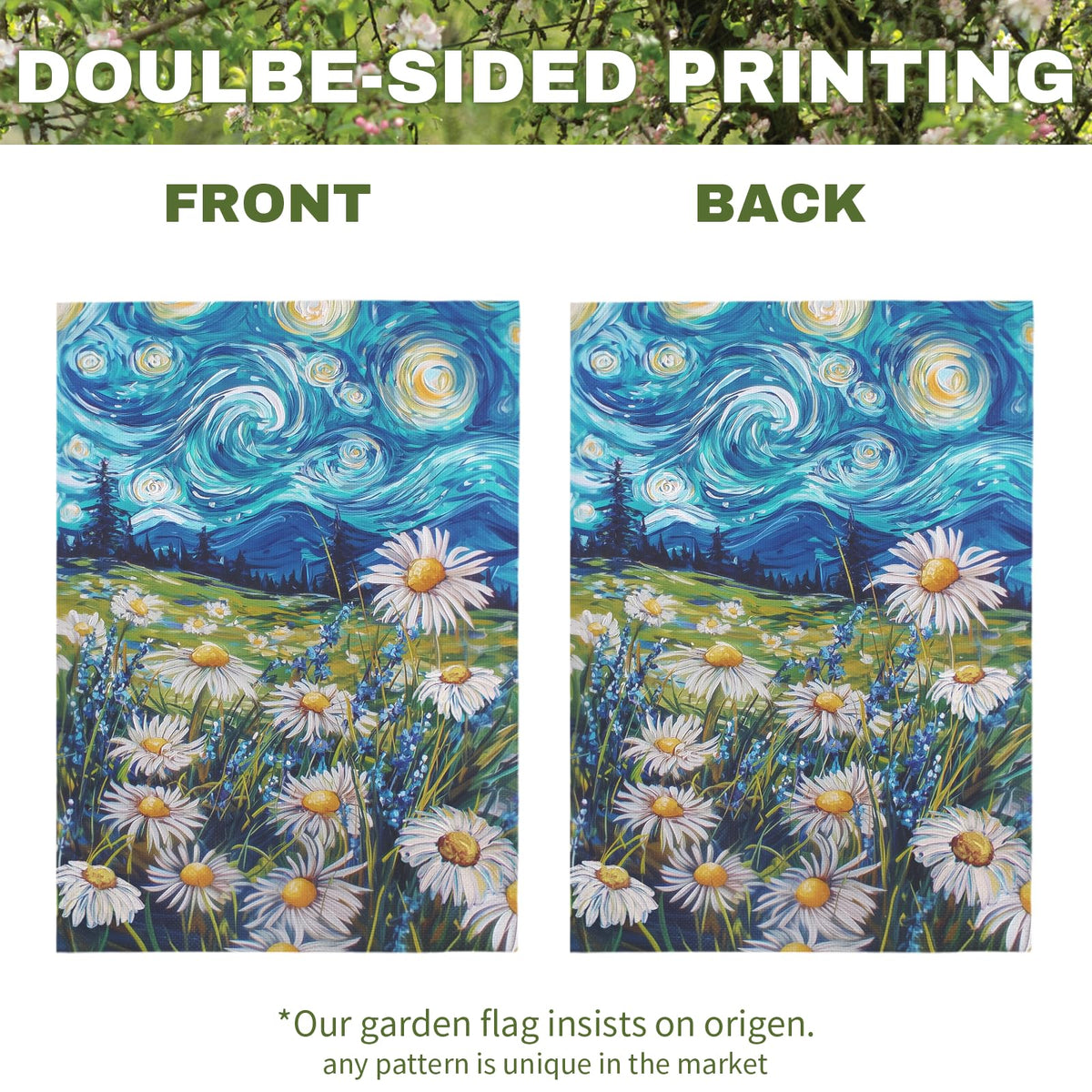 Dacawin Green Meadow Wildflowers flag evokes fresh spring vibes outdoors.