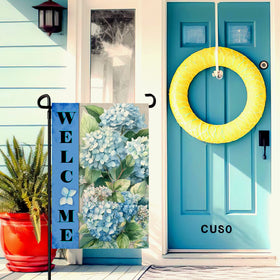Dacawin Hydrangea flag back view with double-sided print for eye-catching decoration.