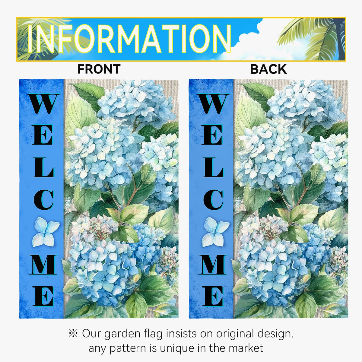 Dacawin Hydrangea flag yard garden decoration for garden or lawn areas.