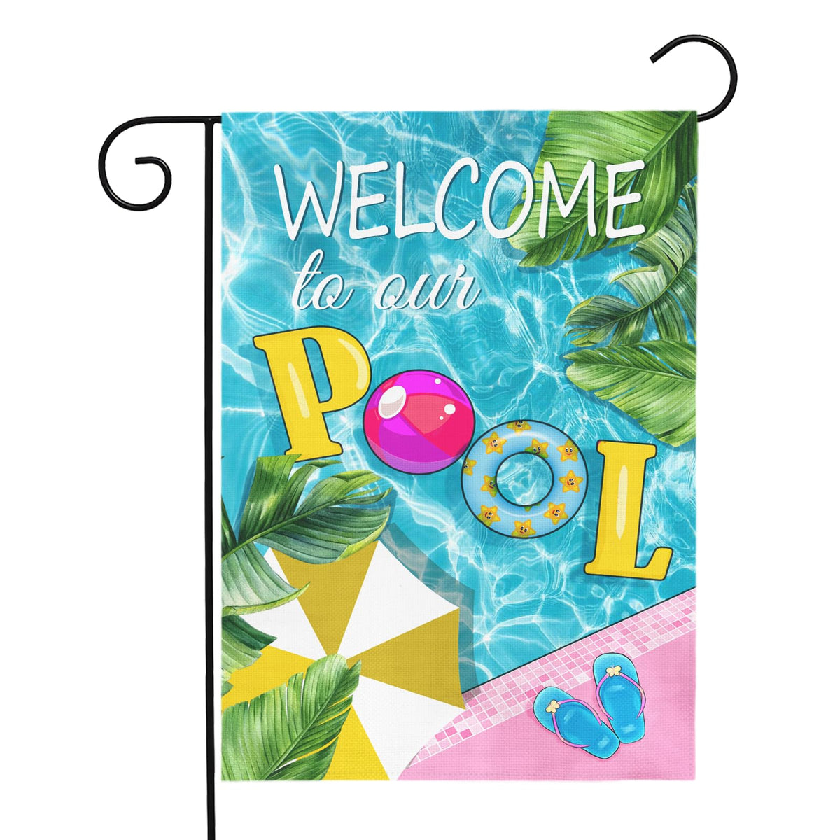 Dacawin pool flag with vertical double-sided welcome design for stylish poolside décor