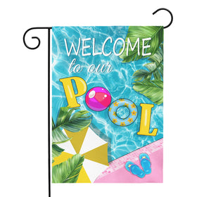 Dacawin pool flag with vertical double-sided welcome design for stylish poolside décor