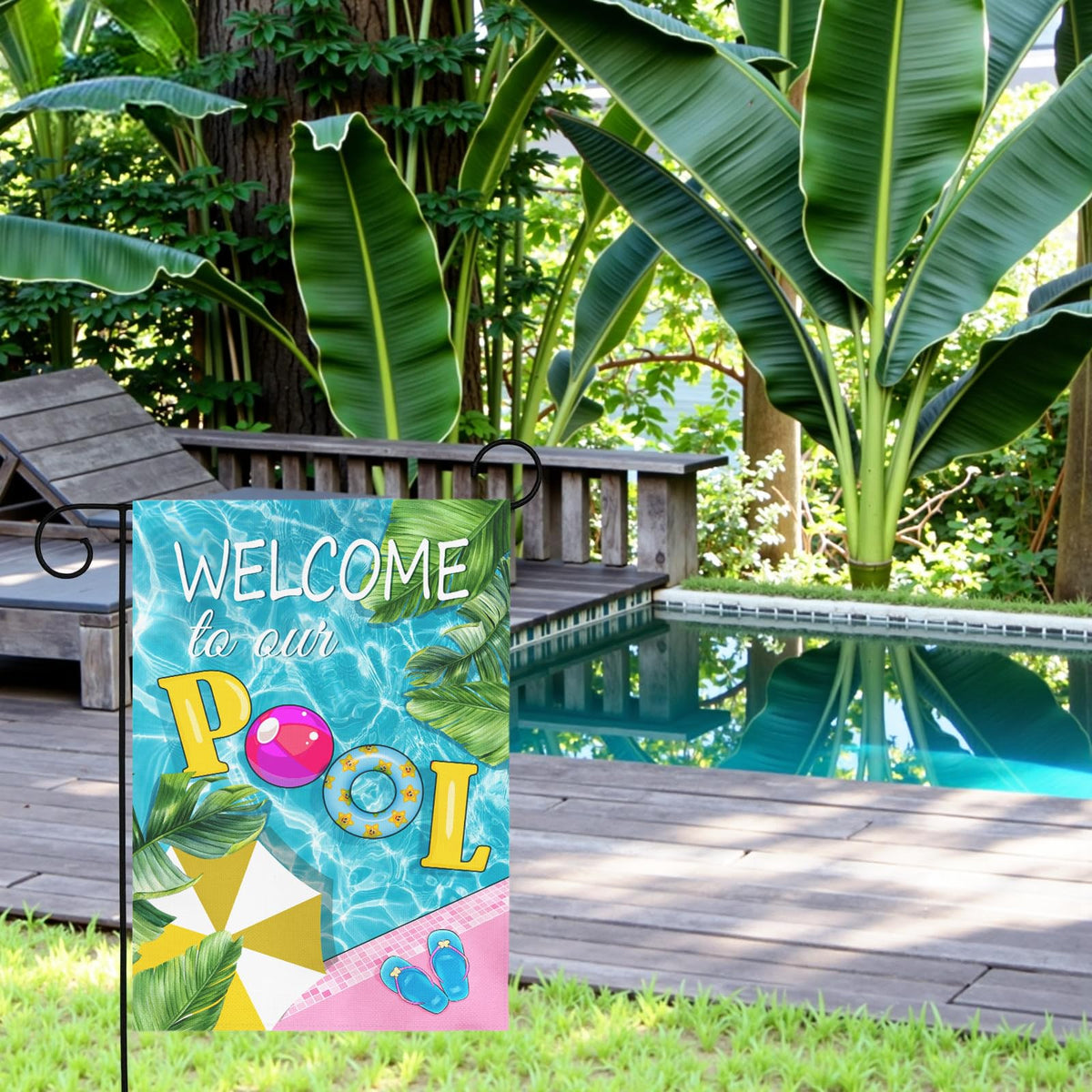 Dacawin flag features palm leaf motif for a bright tropical yard vibe
