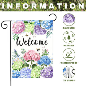 Dacawin watercolor hydrangeas flag with bees enhances curb appeal.