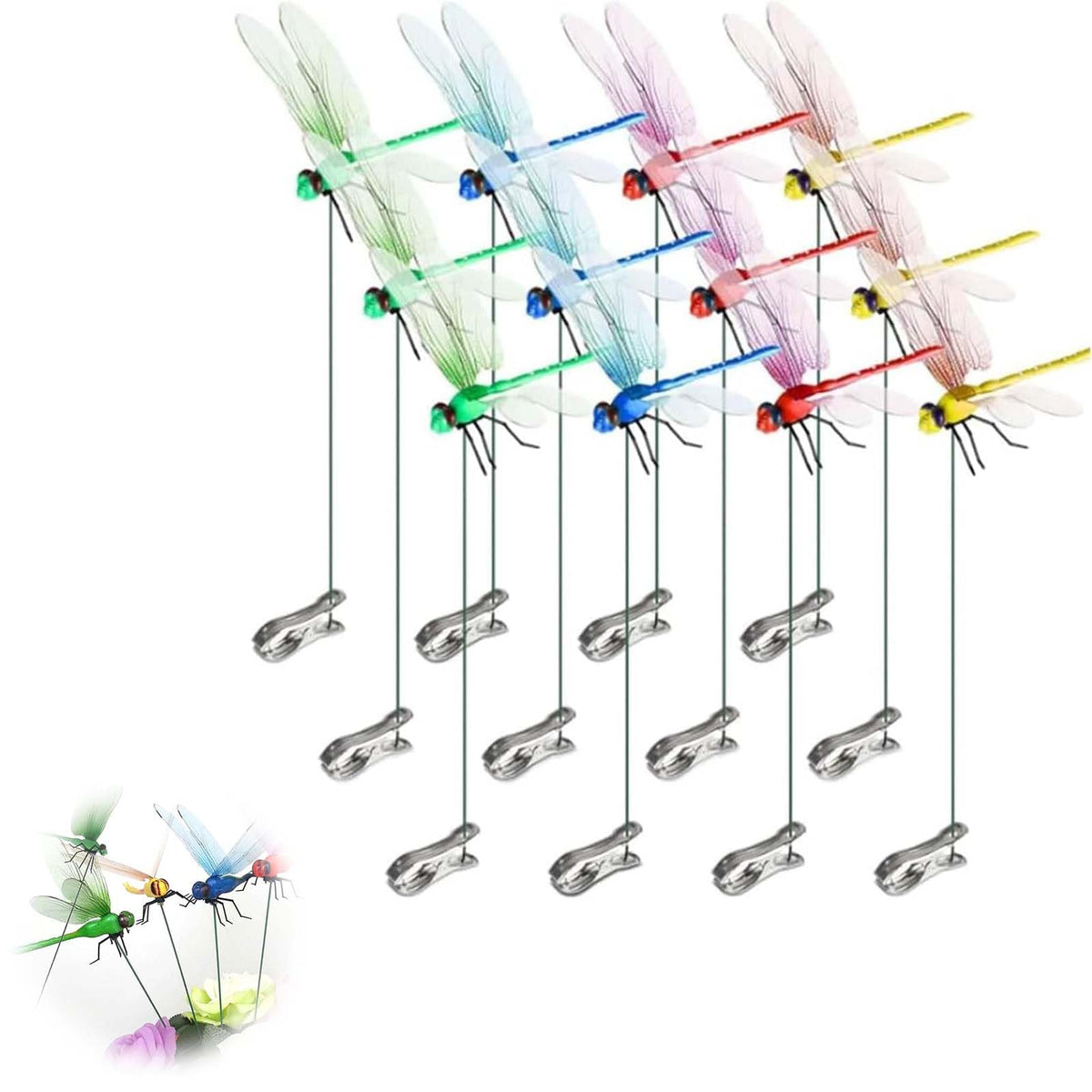DACHOI artificial dragonfly pole clip for outdoor decor and deerfly distraction.
