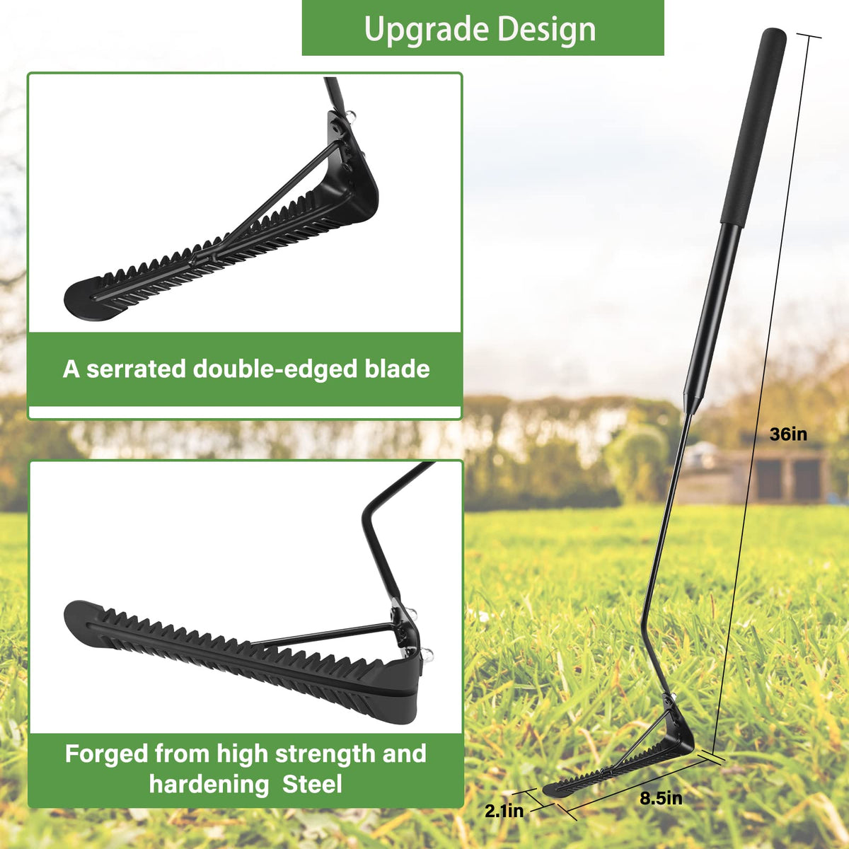 DACK grass whip shows 36-inch length for extended reach in yards