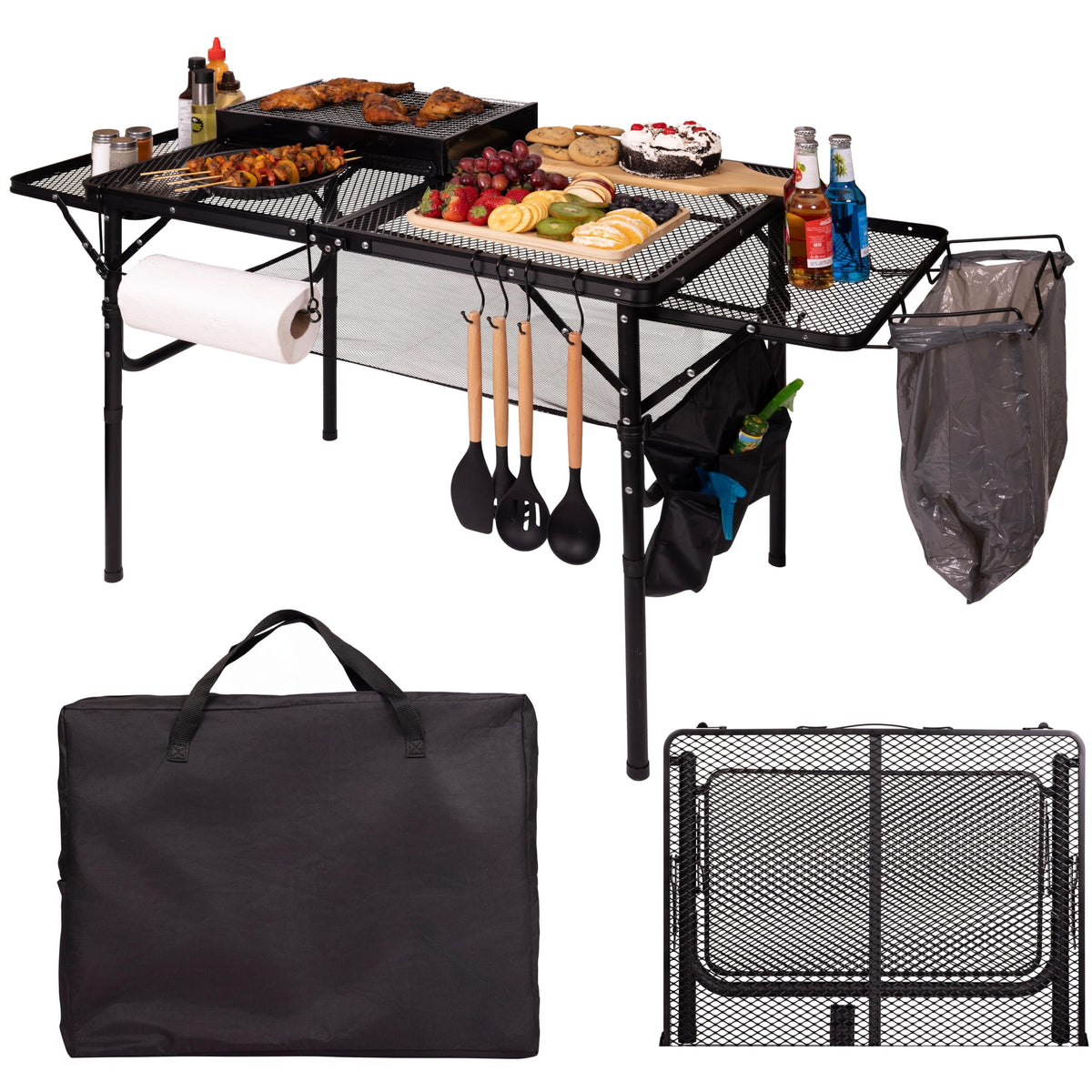 DAFRUM folding table with carry bag for portable, organized picnics and trips.