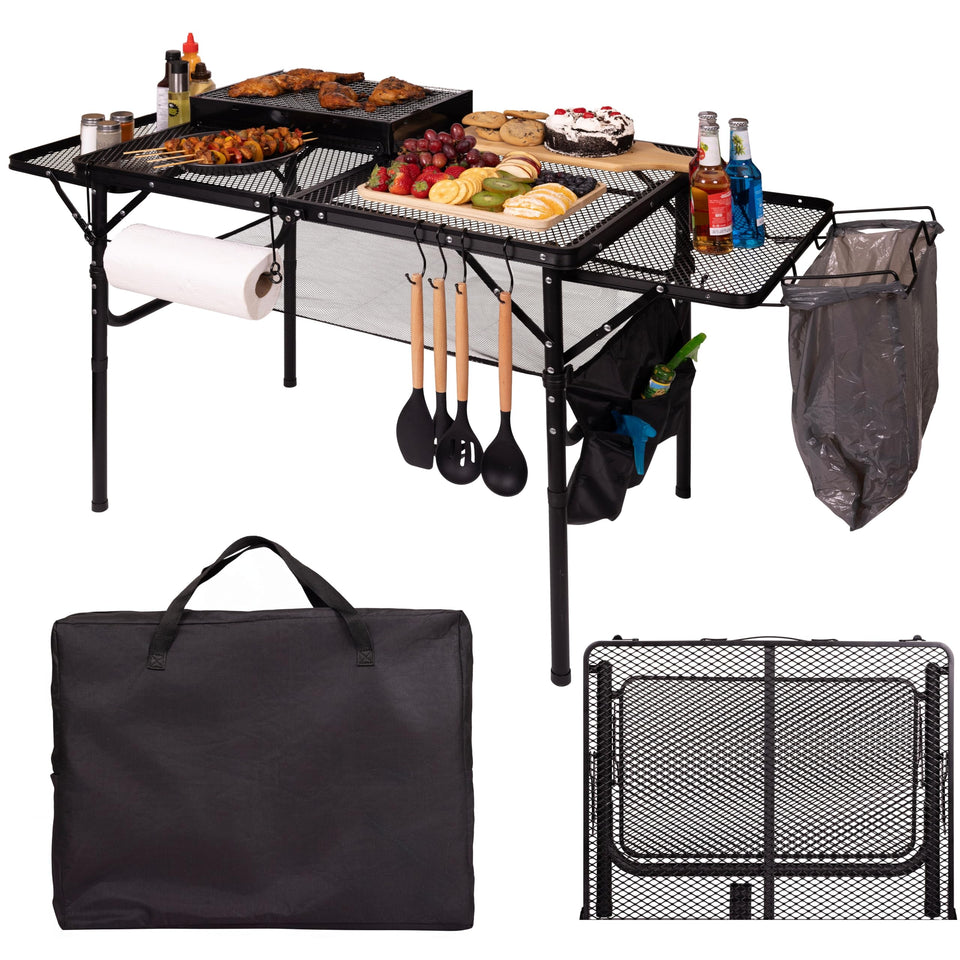 DAFRUM folding table with carry bag for portable, organized picnics and trips.