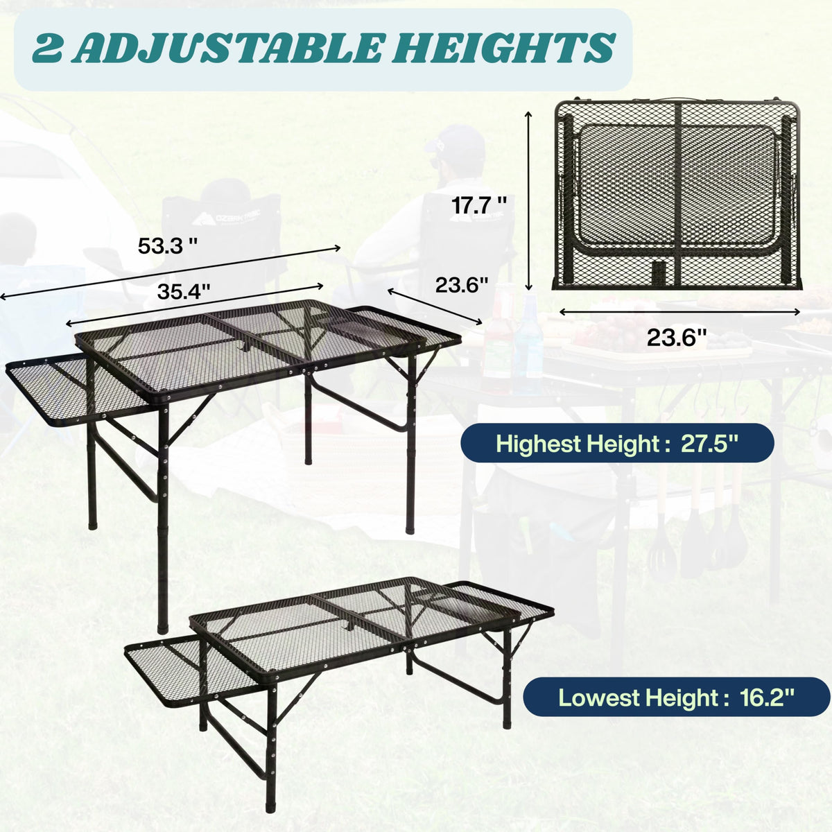 DAFRUM folding table paper towel holder keeps cleanup quick during barbecues.