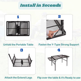 DAFRUM folding table Y-type support provides strong stability outdoors.