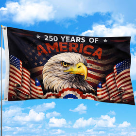 Dagera 250th anniversary flag with double-sided eagle design for outdoor display.