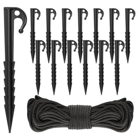 DAHAKII tent stakes close-up showing sharpened tips for easy ground insertion.