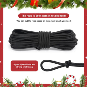DAHAKII 50-meter rope coiled neatly for outdoor use.