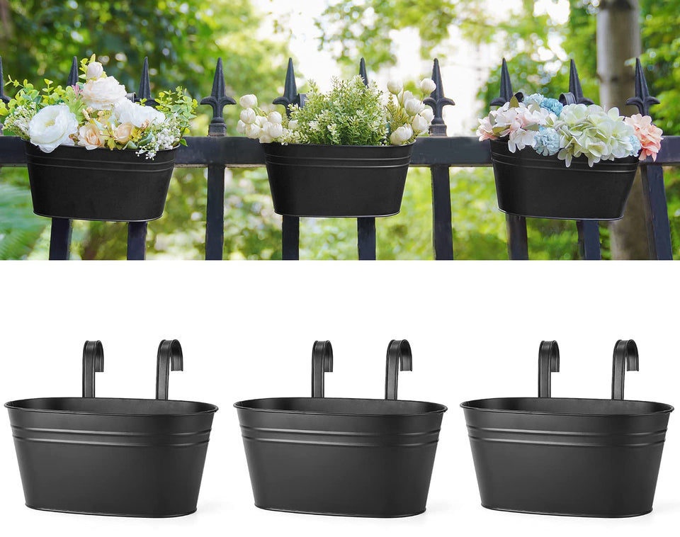 Dahey 10.5-inch hanging planter on railing for space-saving balcony gardening.