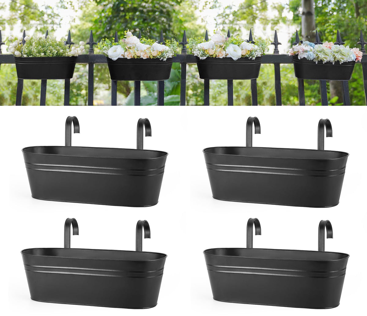 Dahey rectangular balcony-rail planter adds color to porches and fences