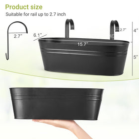 Dahey countryside-style hanging bucket pots brighten windows and outdoor walls.
