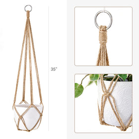 Dahey easy-installation macrame hanger with expandable cords for quick pot setup
