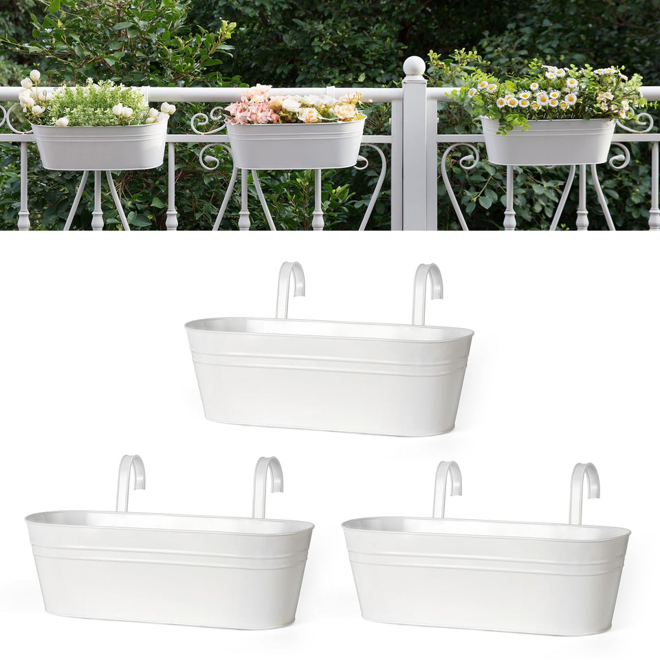 Dahey hanging flower pots on railing add space-saving balcony charm