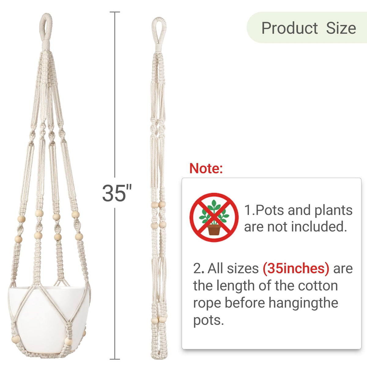 Ivory boho decor: Dahey macrame hangers suit living rooms