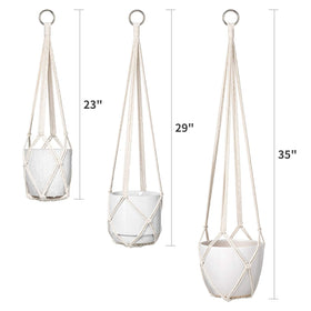 Dahey macrame hanger with ring showing easy installation