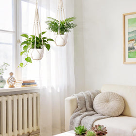 Included hooks with Dahey macrame hanger for easy mounting