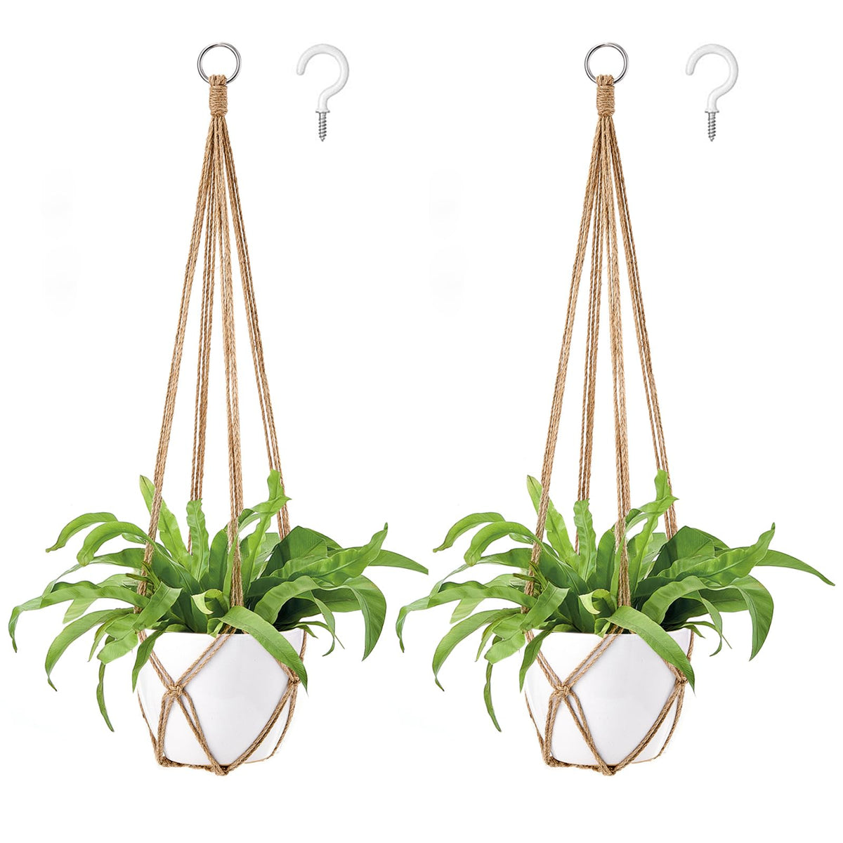 Dahey macrame plant hanger brown, 35-inch, two-pack, for indoor decor