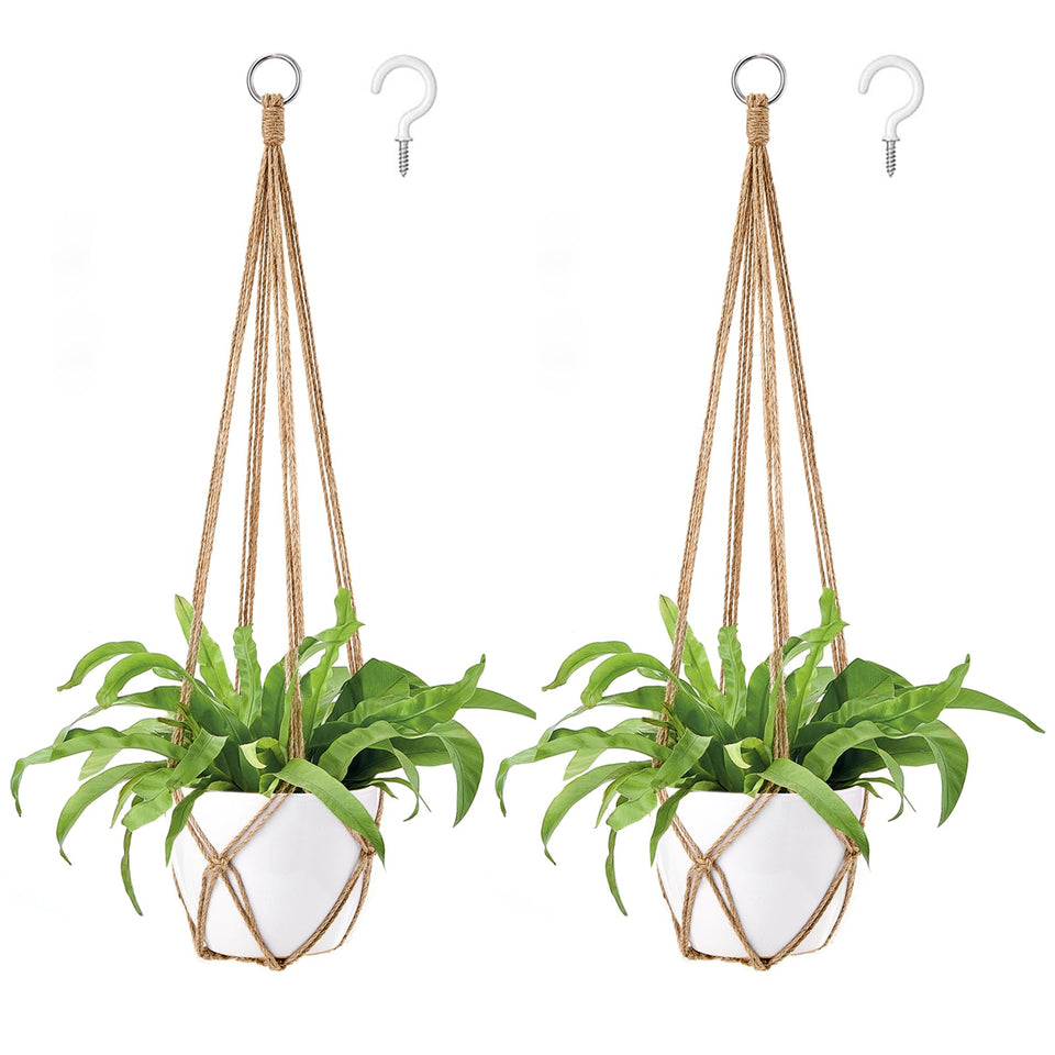 Dahey macrame plant hanger brown, 35-inch, two-pack, for indoor decor