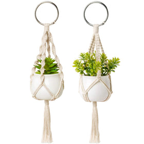 Dahey mini macrame plant hanger car charm adds charming greenery to your car, brightening drives