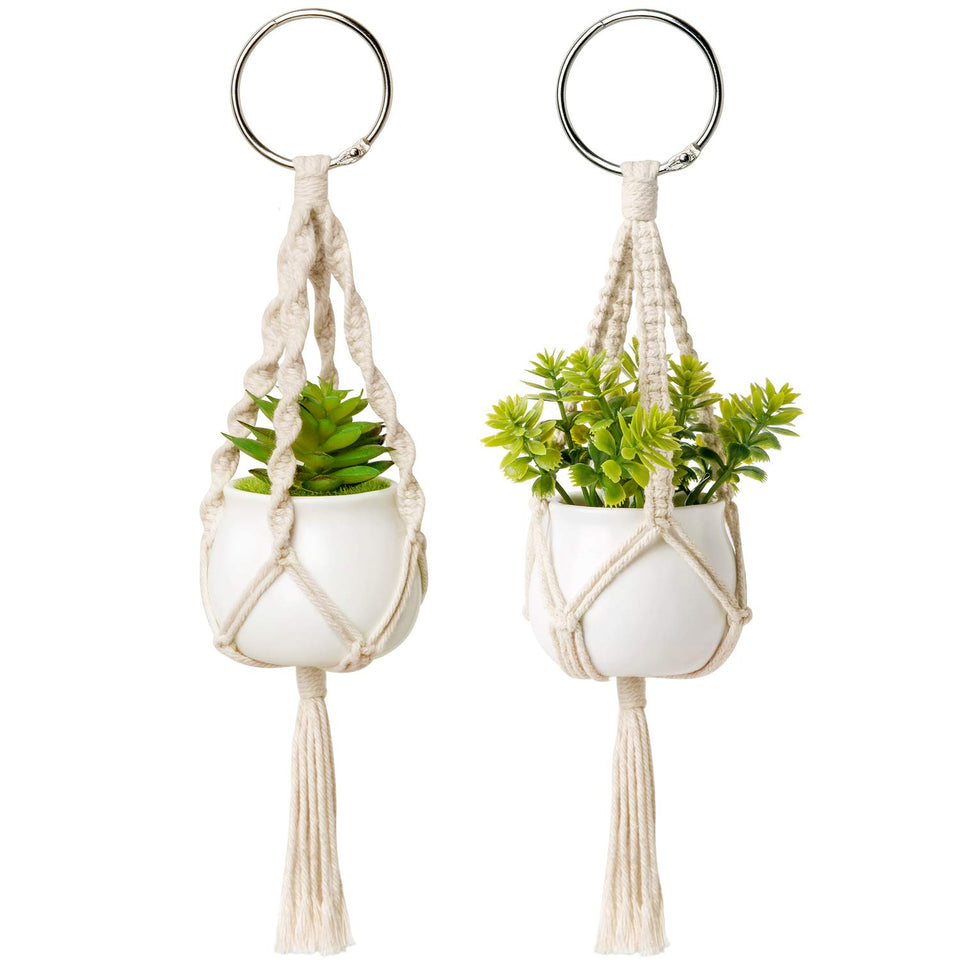 Dahey mini macrame plant hanger car charm adds charming greenery to your car, brightening drives