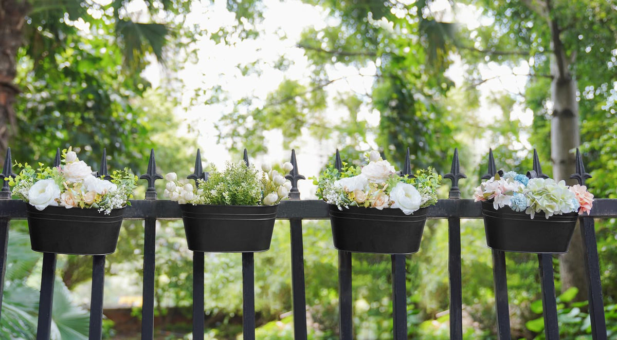 Dahey planter close-up shows drainage holes for water management