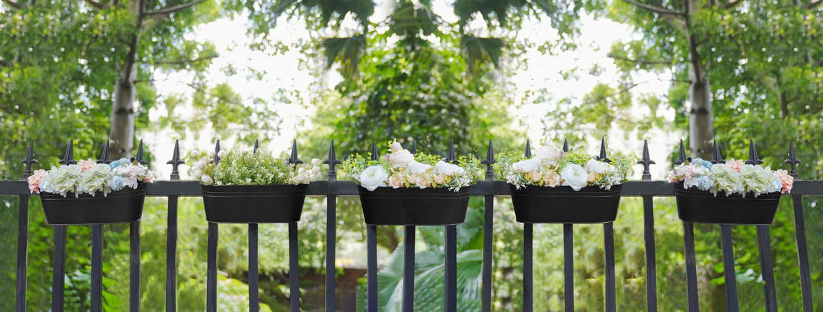 Dahey countryside-style pots enhance porch, patio, and balcony aesthetics.
