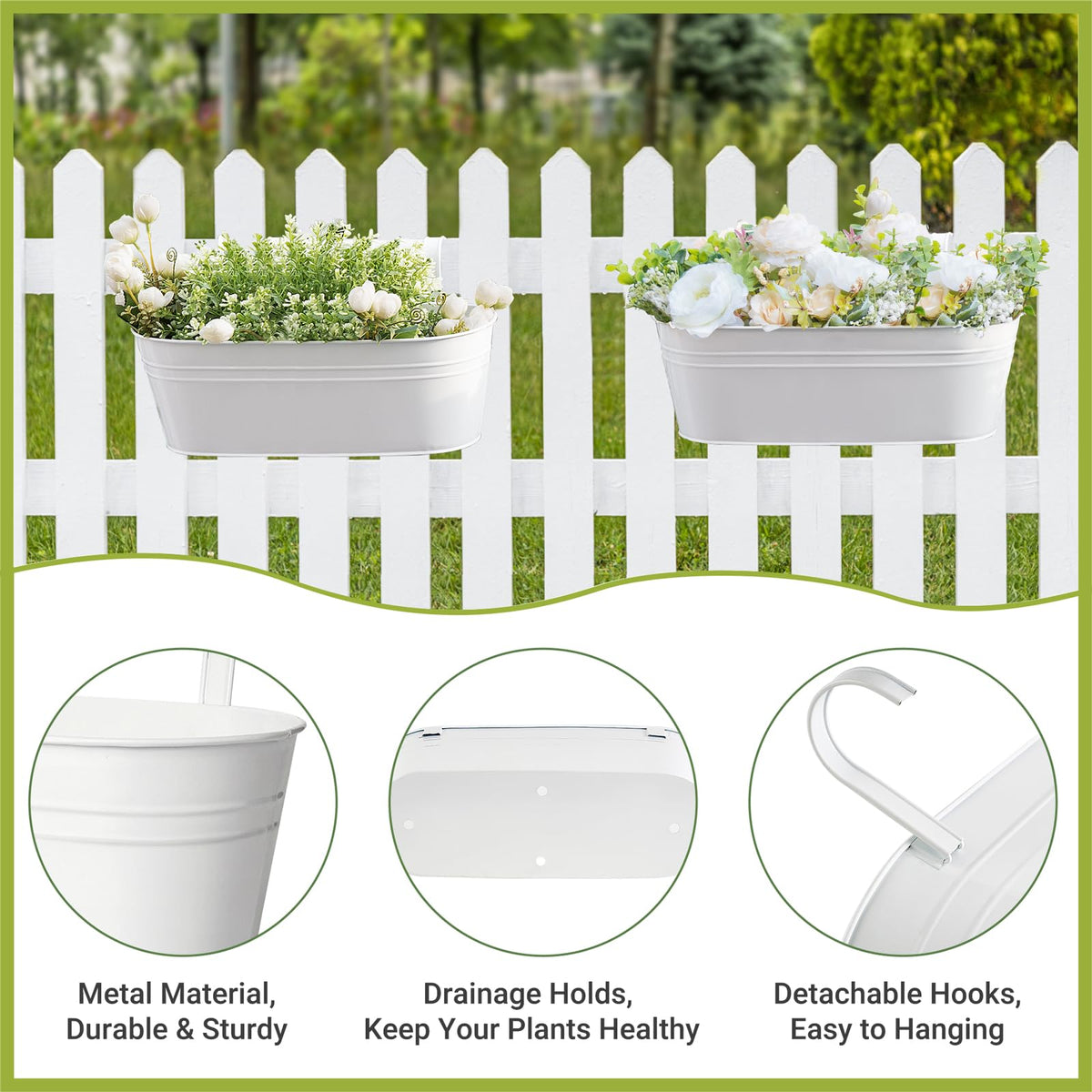 Dahey rectangular hanging planter on rail keeps soil neat and accessible
