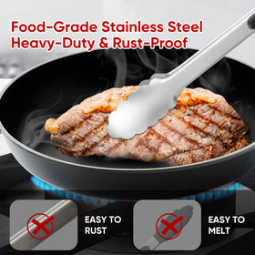 Daily Kisn 9-inch stainless steel tongs with locking mechanism for safe handling.