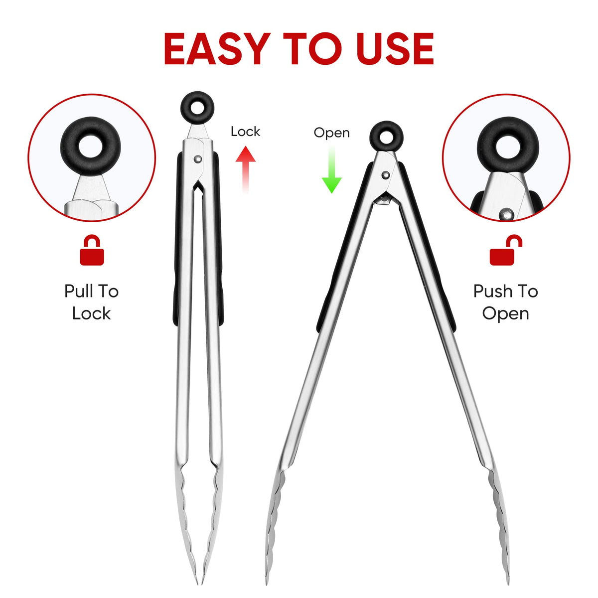 Daily Kisn stainless steel tongs non-slip handle enhances control during buffet service.