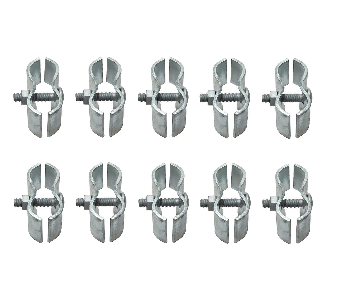 Dailydanny 1-3/8-inch chain link fence clamps securing kennel panels.