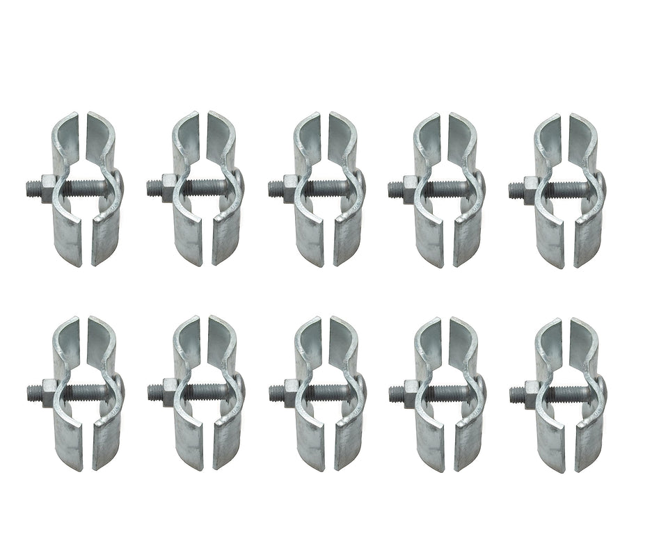 Dailydanny 1-3/8-inch chain link fence clamps securing kennel panels.