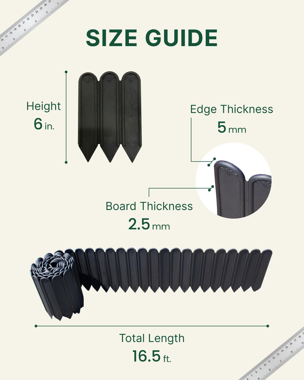 DAIM FlexWall Edge black 6in edging provides clean, defined boundaries.