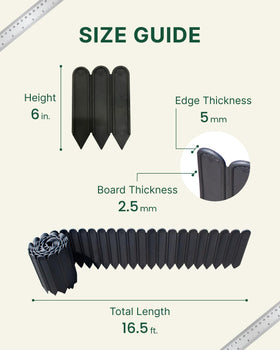 DAIM FlexWall Edge black 6in edging provides clean, defined boundaries.