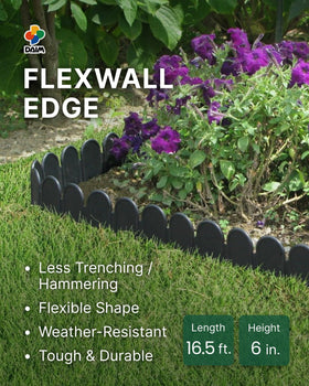 DAIM FlexWall Edge curved border creates elegant garden pathways.