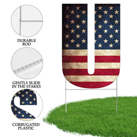 DAJDC large outdoor flag yard sign showcases a bold patriotic look on lawn.