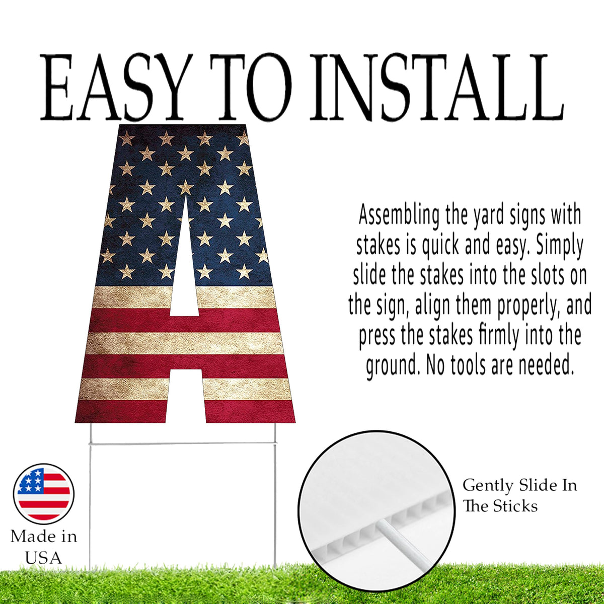 DAJDC USA flag decor emphasizes front yard display with easy stake installation.